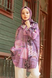 Modalamelif Kilim Desen Gömlek Açık Mor