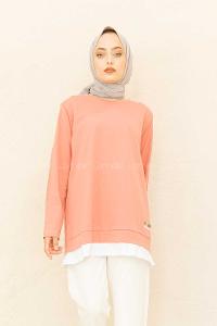 Modalamelif Etek Garnili Armalı Tunik Pudra