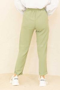 Modalamelif Bel Bağlamalı Duble Paça Pantolon Çağla