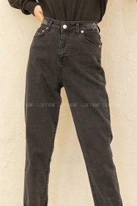 Modalamelif Bel Ve Paça Yırtıklı Mom Jean Siyah