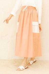 Modalamelif Beli Lastikli Cep Garnili Etek Gül