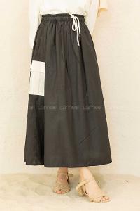 Modalamelif Beli Lastikli Cep Garnili Etek Siyah