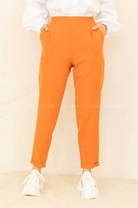 Modalamelif Beli Lastikli Duble Paça Pantolon Kiremit