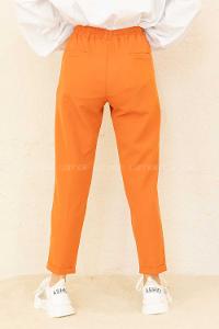 Modalamelif Beli Lastikli Duble Paça Pantolon Kiremit
