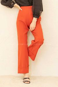 Modalamelif Beli Lastikli Duble Paça Pantolon Kiremit