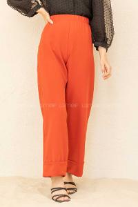 Modalamelif Beli Lastikli Duble Paça Pantolon Kiremit