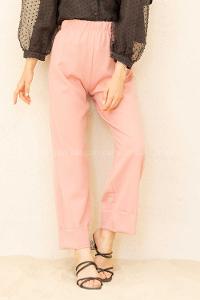 Modalamelif Beli Lastikli Duble Paça Pantolon Pudra