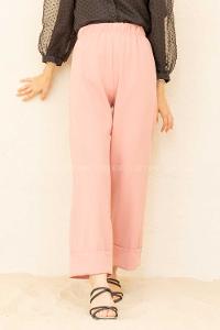 Modalamelif Beli Lastikli Duble Paça Pantolon Pudra