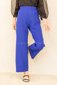 Modalamelif Beli Lastikli Duble Paça Pantolon Saks Mavisi