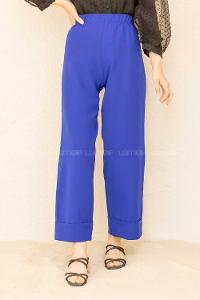 Modalamelif Beli Lastikli Duble Paça Pantolon Saks Mavisi