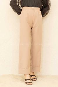 Modalamelif Beli Lastikli Duble Paça Pantolon Taş Rengi