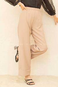 Modalamelif Beli Lastikli Duble Paça Pantolon Taş Rengi