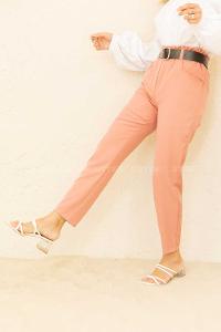 Modalamelif Beli Lastikli Geniş Kemerli Pantolon Gül