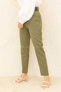 Modalamelif Lastikli Geniş Kemerli Pantolon Haki