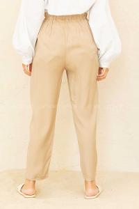 Modalamelif Beli Lastikli Rahat Pantolon Taş Rengi