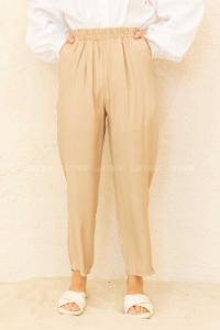 Modalamelif Beli Lastikli Rahat Pantolon Taş Rengi