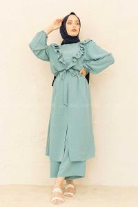 Modalamelif Önü Fırfırlı İkili Takım Su Yeşili