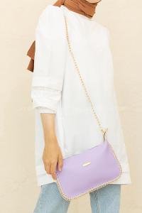 Modalamelif Zincir Tasarım Baget Çanta Lila