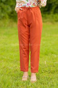 Modalamelif Beli Lastikli Pantolon Kiremit