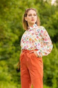 Modalamelif Macaron Desen Gömlek Ekru