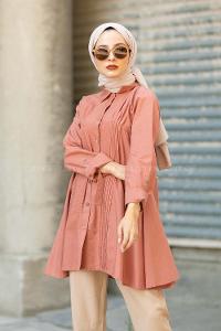 Modalamelif Önü Pileli Tunik Gül