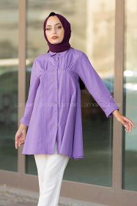 Modalamelif Önü Pileli Tunik Mor