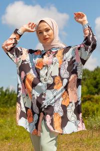 Modalamelif Soyut Desen Gömlek Oranj