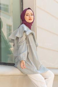 Modalamelif Hakim Yaka Fırfırlı Tunik Gri