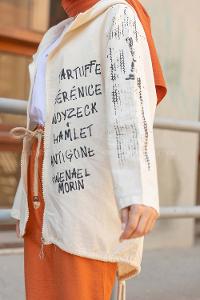 Modalamelif Önü Fermuarlı Kapşonlu Trenç Taş