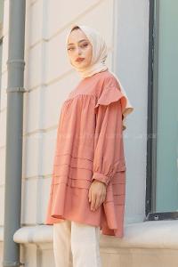 Modalamelif Önü Katlı Salaş Tunik Gül