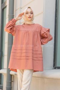 Modalamelif Önü Katlı Salaş Tunik Gül