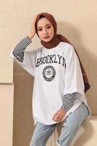 Modalamelif Brooklyn Baskılı T-Shirt Beyaz
