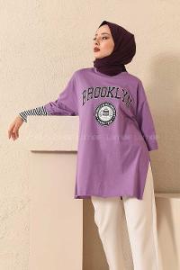 Modalamelif Brooklyn Baskılı T-Shirt Mor