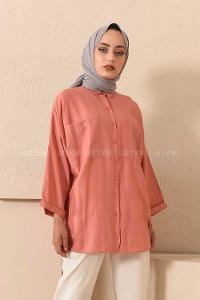 Modalamelif Çift Cepli Gömlek Gül