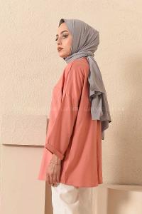 Modalamelif Çift Cepli Gömlek Gül