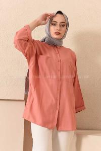 Modalamelif Çift Cepli Gömlek Gül