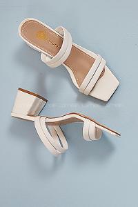 Modalamelif Deri Topuklu Sandalet Beyaz