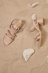 Modalamelif Deri Topuklu Sandalet Krem