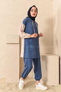 Modalamelif Kapşonlu Spor Takım İndigo