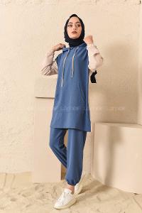 Modalamelif Kapşonlu Spor Takım İndigo