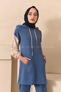 Modalamelif Kapşonlu Spor Takım İndigo