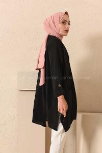 Modalamelif Kol Katlı Çift Cepli Ceket Siyah