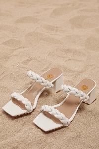 Modalamelif Örgü Detay Topuklu Sandalet Beyaz