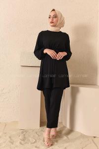 Modalamelif Kuşaklı Ayrobin Takım Siyah