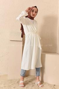 Modalamelif Yan Belden Bağlamalı Ayrobin Trenç Beyaz