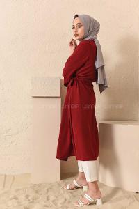 Modalamelif Yan Belden Bağlamalı Ayrobin Trenç Bordo