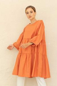 Modalamelif Fırfırlı Tunik Oranj
