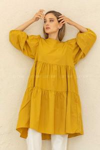 Modalamelif Fırfırlı Tunik Yağ Yeşili