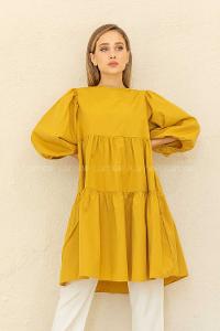 Modalamelif Fırfırlı Tunik Yağ Yeşili