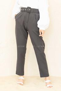 Modalamelif Geniş Kemerli Havuç Pantolon Siyah